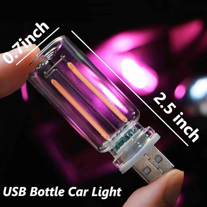 4PCS Dimmable USB Touch Control Led Night Lights, Glass Plug in USB Light Bulbs, Cute Interior Car Lights, Retro Led Ambient Lighting, Small Mood Lamp for Bedroom, Hallway, Nursery, Camping