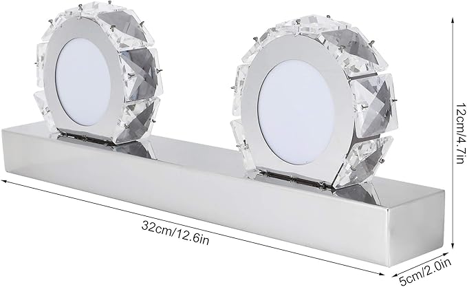 Waterproof LED Mirror Front Light, 16W, 4 Lights, 85-265V, Round Makeup Lights, White - IP65 Protection, Energy Saving, Bathroom and Dressing Room Use (2 Lights)
