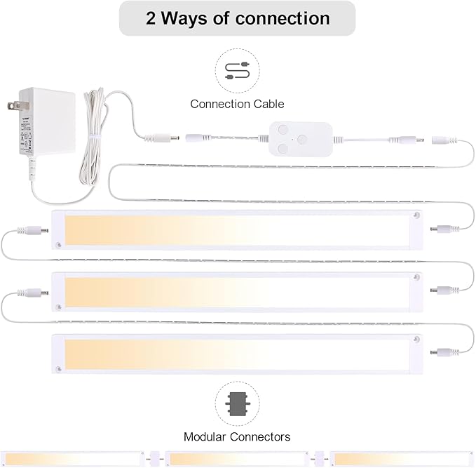3pack 12inch Dimmable LED Under Cabinet Light Kit, 2700K to 6000K Smart LED Under Counter Lighting Fixture, Compatible with Alexa, Google Assistant, for Kitchen, Pantry, Shelf (White)
