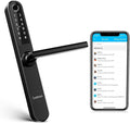 Luston Slim Smart Lock Front Door Stainless Steel Waterproof Mortise Lock,Keyless Entry Door Lock,WiFi Bluetooth Fingerprint Digital Keypad Aluminum Swing Door Lock with Handle(Black)