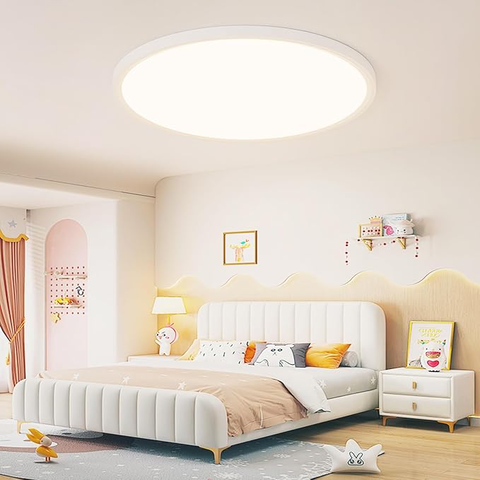 20 Inch LED Flush Mount Ceiling Light Fixture,Dimmable Ultra Thin Round Ceiling Light,40W 4000 Lumens,3 Color Temperatures 3000K 4000K 6000K,White,for Kitchen Dining Room Bedroom Office