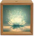 Wood Night Light Box 4.5x4.5in,Meditation Lotus Flower Table Lights Wooden Picture Frame with USB Rechargeable Touch LED Lights for Home Decor Desktop Display,Asian Zen Spiritual