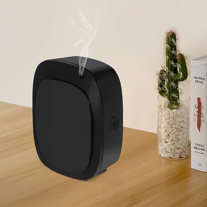 Smart Portable Scent Machine for Home Car Office, Mini Waterless Diffuser with Type-C Charging, Cordless Aromatherapy Air Freshener, Rechargeable Battery Operated, 3 Mist Levels Timer Setting, Black