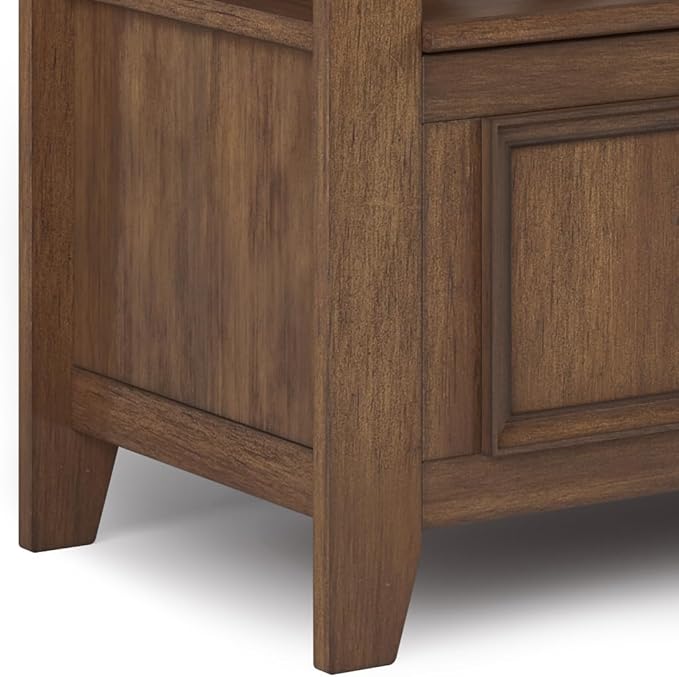 SIMPLIHOME Amherst Entryway Storage Bench - 48 inch Wide Solid Wood Hallway Seat in Rustic Natural Aged Brown, Transitional Bench for Entryway or Living Room with Lift-Up Lid and Spacious Storage