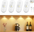 LED Motion Sensor Puck Lights, Small Rechargeable Under Cabinet Light, Dimmable Warm White Closet Lights, Wireless Under Cabinet Lighting for Drawer, Kitchen (4 Pack, White)