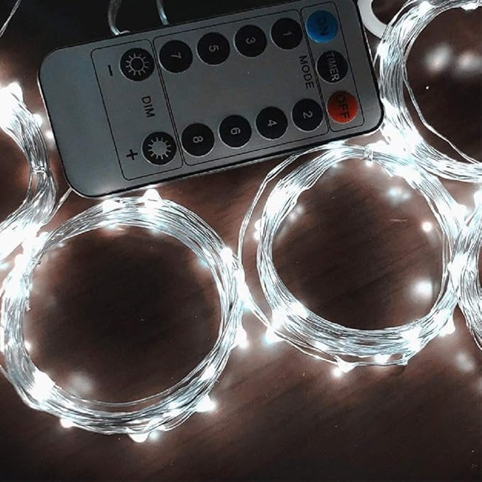 Honche Led Curtain String Lights with Remote for Bedroom Wedding Party Festive Season Propose Marriage Window Christmas Decorations(Bright White)