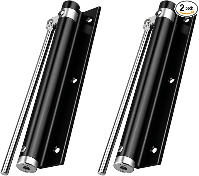 ZENG 2-Pack Adjustable Spring Door Closer - 304 Stainless Steel Surface Mounted Automatic Closer for Residential/Commercial Doors (20-40kg, 175° Max, Black)
