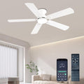 Ceiling Fans with Lights, 52 Inch Low Profile Ceiling Fan with Light and Remote, Flush Mount Ceiling Fan, 3CCT, Dimmable, Noiseless, Ceiling Light Fan for Bedroom, Indoor/Outdoor Use,White