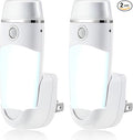 Enhon 2 Pack 4 in 1 LED Rechargeable Plug in Flashlights, LED Emergency Lights Plug in Power Outage Light with Motion Detection for Stairs, Hallway