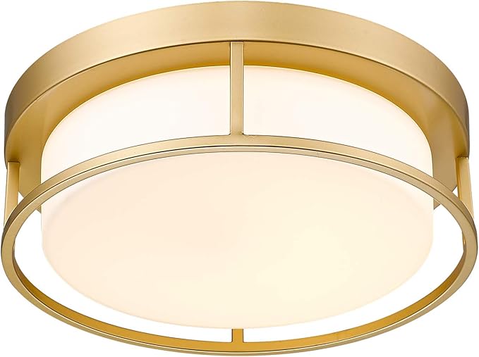 CALDION LED Ceiling Light Fixture, 12 Inch 24W 950Lumens Flush Mount Light Fixture, Dimmable 3000K, Gold Finish with Opal Frosted Glass, Round Close to Ceiling Lights for Bedroom, Kitchen