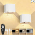 Motion Sensor Wall Lights, Wireless Rechargeable Wall Sconce with Remote Control, 10-100% Dimmable 2700-6500K, Adjustable Beam Angle, 3 Modes, 5000mAh White Wall Lamp for Bedroom, Hallway, 2-Pack