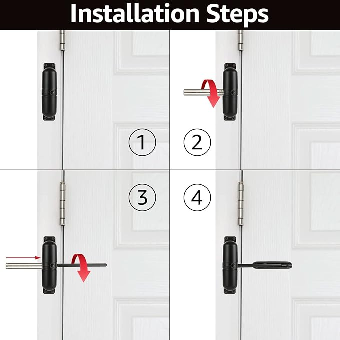 2PCS Automatic Door Closer Safety Spring Door Closers, Adjustable Closing Door Hinge for Convert Hinged Doors to Self-Closing, Black Door Closer Auto for Residential, Commercial