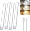 Diomart Under Cabinet Lights Wireless, Motion Sensor LED Closet Light Rechargeable, Motion Sensor Light Indoor Stick on Under Counter Lights for Kitchen, Stairs, 4 Pack