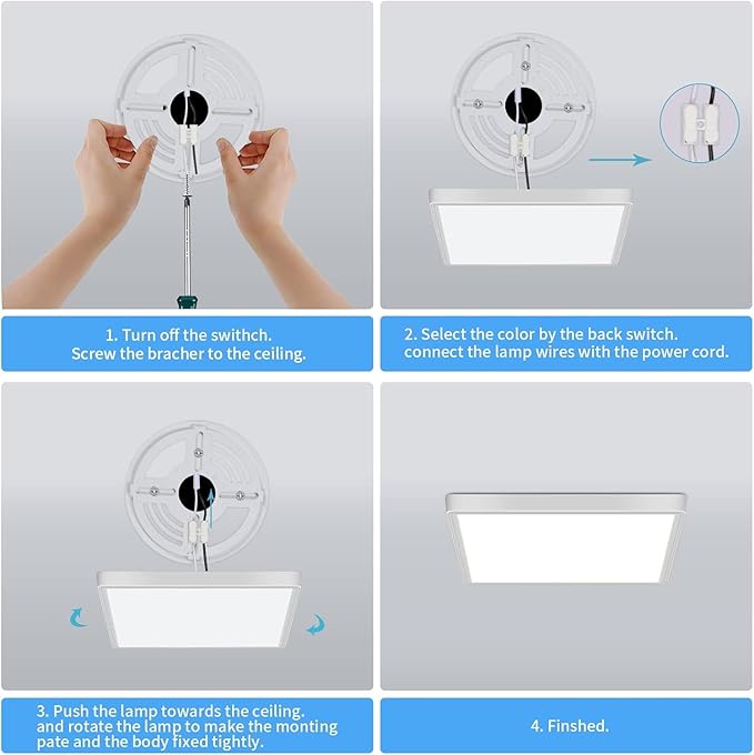 DELIPOP 6 Pack Flush Mount Ceiling Light, 12 Inch 24W Ultra Thin Square LED Ceiling Light, 6500K Cool White Low Profile Light Fixture for Living Room Bedroom Bathroom Kitchen Dining Room Corridor