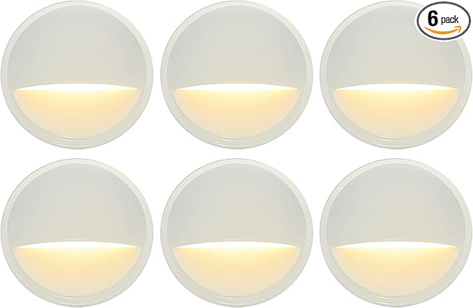 GKOLED Landscape Deck Light, Low Voltage 12V AC/DC Outdoor Patio Lighting, LED 2W Step Light, Die-Casting Aluminium with White Powder Appearance, 6 Pack