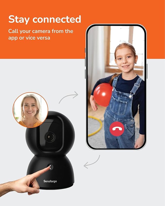 SensForge 2.5K Pan-Tilt Security Camera, 360° Dual-Band WiFi Camera for Home, Free AI Human & Pet Detection, 2-Day Cloud + 64GB SD Storage, Two-Way Talk, Optional AI + Storage Upgrade (2, Black)