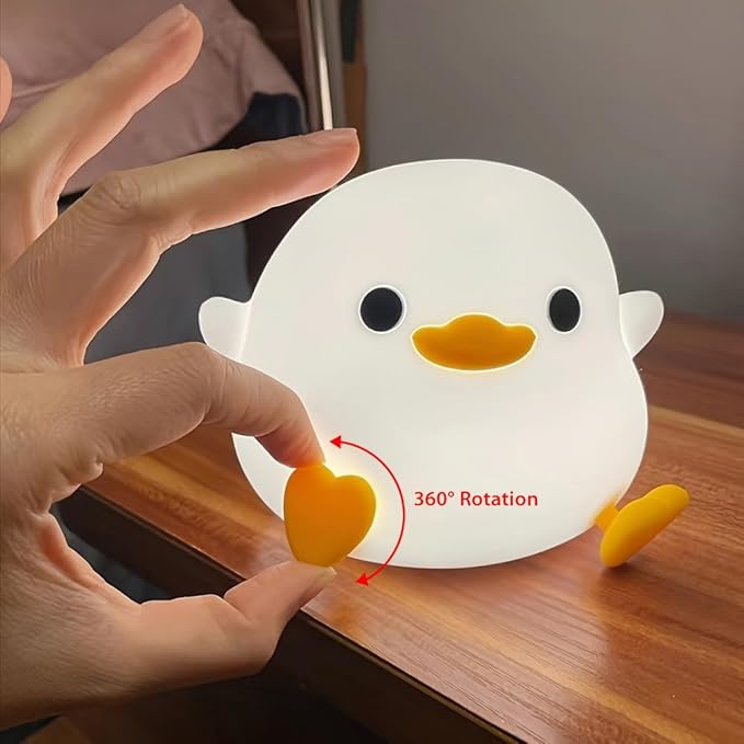 DoDo Duck Night Light, LED Cute Silicone Dimmable Nursery Lamp, Touch Sensor Lamp, RGB & Warm White Light for Kids, Bedrooms, Dorm Decor, and Gift Ideas(Battery)