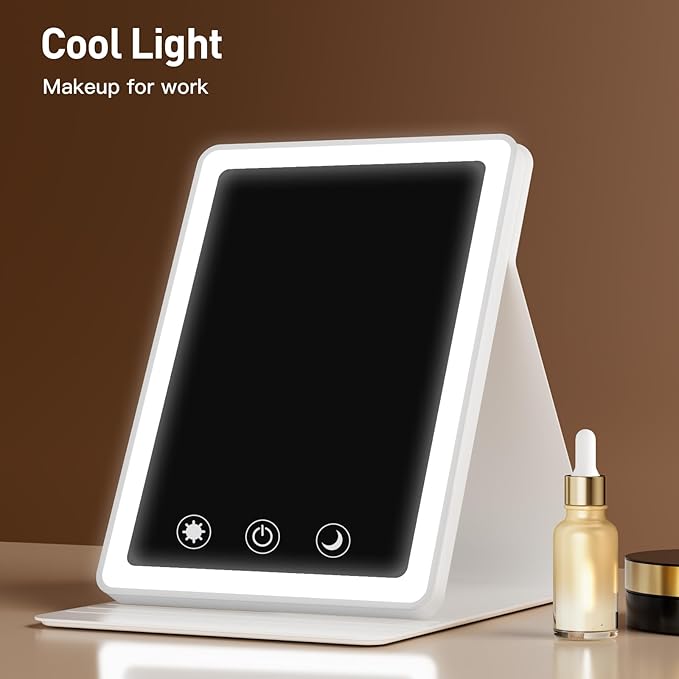 2025 Rechargeable Travel Makeup Vanity Mirror with 72 Led Lights,Portable Lighted Beauty Mirror,3 Color Lighting,Dimmable Touch Screen,Tabletop LED Folding Cosmetic Vanity Mirror Desk Table