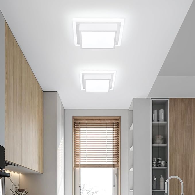 Modern LED Ceiling Light Fixtures, Hallway Ceiling Light Fixture, Bathroom Ceiling Light Fixtures 32W 6000K, Square Ceiling Light for Kitchen Living Room Bedroom Bathroom