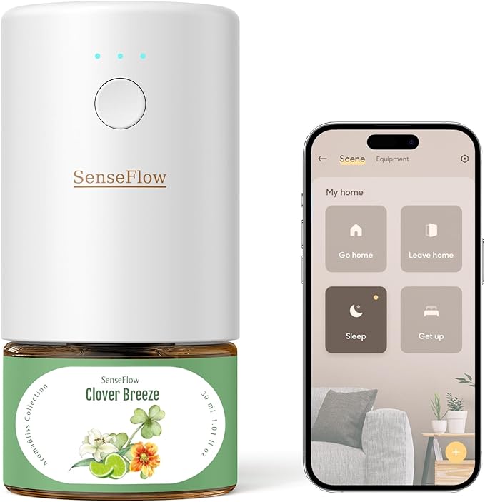 SF101S Pro Smart Plug in Air Freshener for Home, Waterless Essential Oil Diffuser, Aromatherapy Home Diffuser, 120-Day Natural Aroma Mist, Covers 1000 Sq Ft – Free 30ml Clover Breeze
