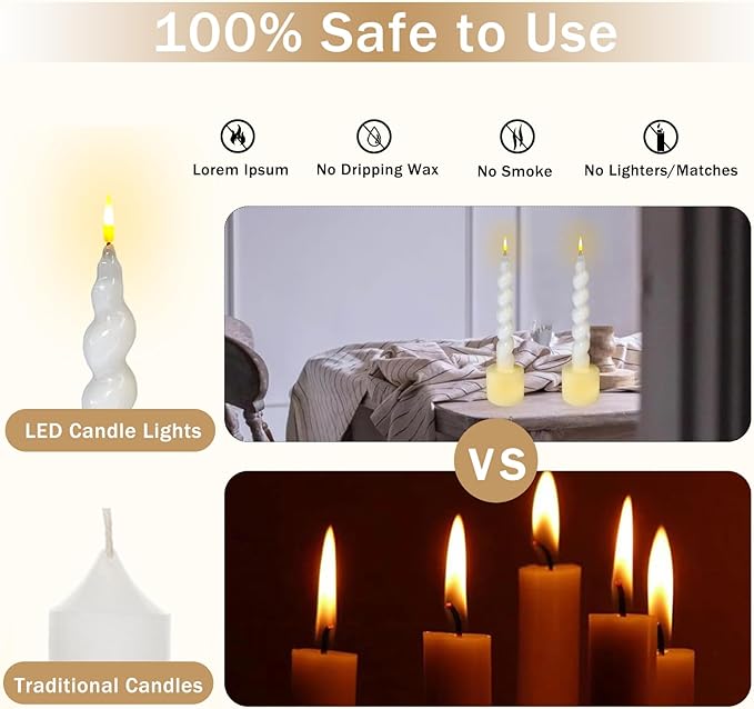 Spiral Taper Candle LED Candlesticks, 7.5 Inch Flameless Tapered Candles Battery Candle Sticks Remote Twisted Candlestick for Dinner Holiday Wedding Party Housewarming-2D