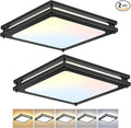 Square Ceiling Light Fixture - 36W 3000K/3500K/4000K/5000K/6000K Adjustable Flush Mount Led Light for Bathroom Bedroom Kitchen Hallway (2 Pack Black(5CCT), 12 Inch)