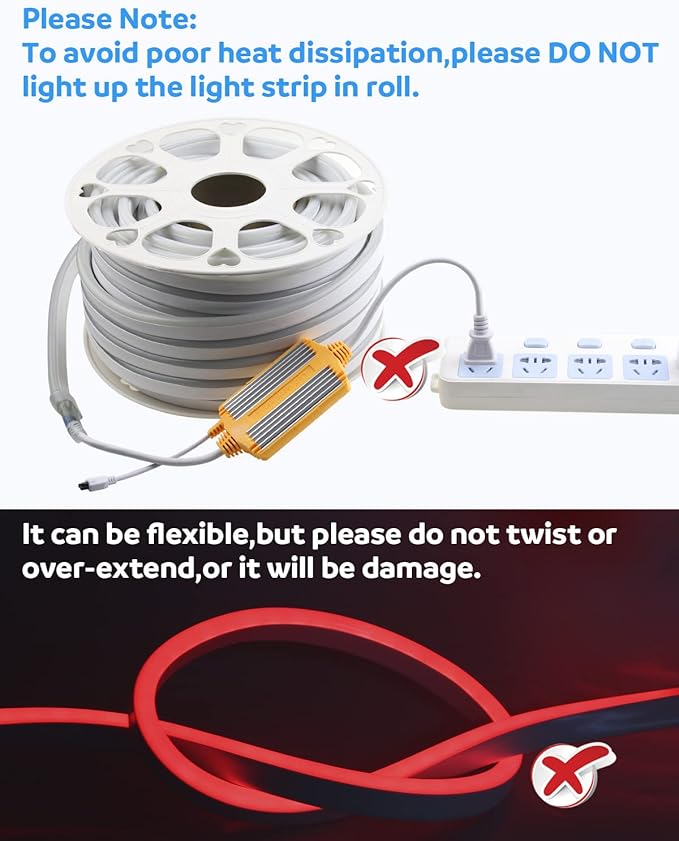 Aclorol 82FT RGB LED Neon Light Strip AC110V-130V LED Strip Light Outdoor Waterproof IP67 Dimmable Rope Light Color Changing with Remote Control for Bedroom Outdoor Garden Commercial Buliding 80Leds/M