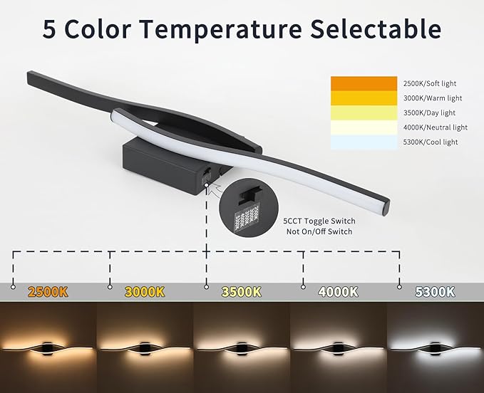 Joossnwell Bathroom Light Fixture Over Mirror 39.37 Inch Vanity Lights Bar for Bathroom Dimmable 5CCT Modern Vanity Light Black Led Bath Light Wall Lamp