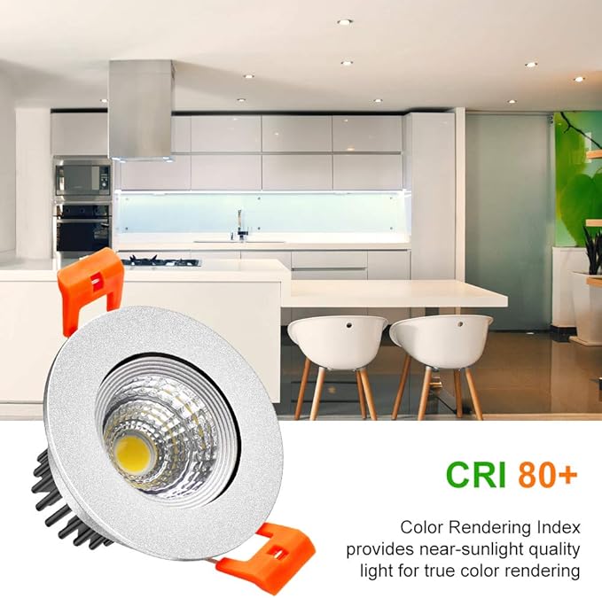 LightingWill 2inch LED Dimmable Downlight, 3W COB Recessed Ceiling Light, Natural White 4000K-4500K, CRI80, 25W Halogen Bulbs Equivalent, Silver (4Pack)