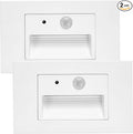 Maxxima 2 Pack Horizontal LED Motion Sensor Step Light - Modern Indoor/Outdoor Stair Light, 3 CCT Color Selectable 3000K, 4000K, 5000K, 160 Lumens, IP65 Rated for Outdoor and Damp Locations - White