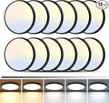 zemty 12Pack LED Flush Mount Ceiling Light, 12Inch 24W Dimmable Ceiling Lights Fixture, 5 Color Temperatures (3000K-6500K) Black Round Ceiling Lamp for Bedroom, Kitchen, Hallway,Bathroom