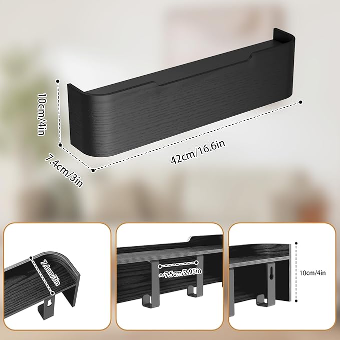 Coat Rack Wall Mount Entryway Organizer Modern Key Holder Wall Mount with Wooden Shelf Entryway Hooks for Bedroom Kitchen Hallway Bathroom for Hanging Coats Hats Dog Leashes Bags Towels