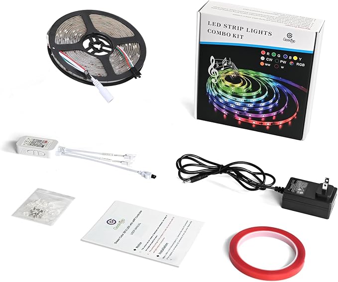 Upgrade Smart RGB Music Sync Multiple Colors Chasing 16.4ft neon Led Strip Lights Cuttable and Linkable, Flexible Outdoor Led Strip Lights Waterproof, APP Control led lights strip Whiteboard