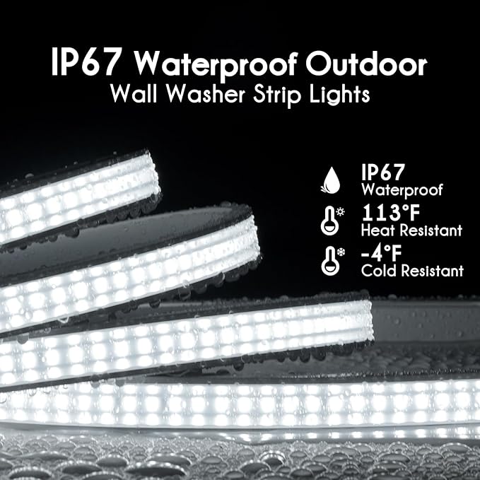 Shine Decor 24V Flexible Wall Washer Lights 16.4 FT, UL Listed IP67 Waterproof Linear Grazer, 2700K Warm White for Outdoor Commercial Lighting, Buildings, Weddings, Church Illumination, Hardwired