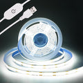 COB LED Strip Light 5V USB Tape 320LED/m Dimmable LED Strip Light USB TV Backlight Flexible Under Cabinet Tape Light for Bedroom,Kitchen,Home DIY Lighting (6500K, 9.84FT)