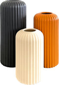 Rumi Decor Modern Ceramic Vases for Living Room, Coffee Table, Home, Fireplace, Shelf Accents, Dining Table - Black