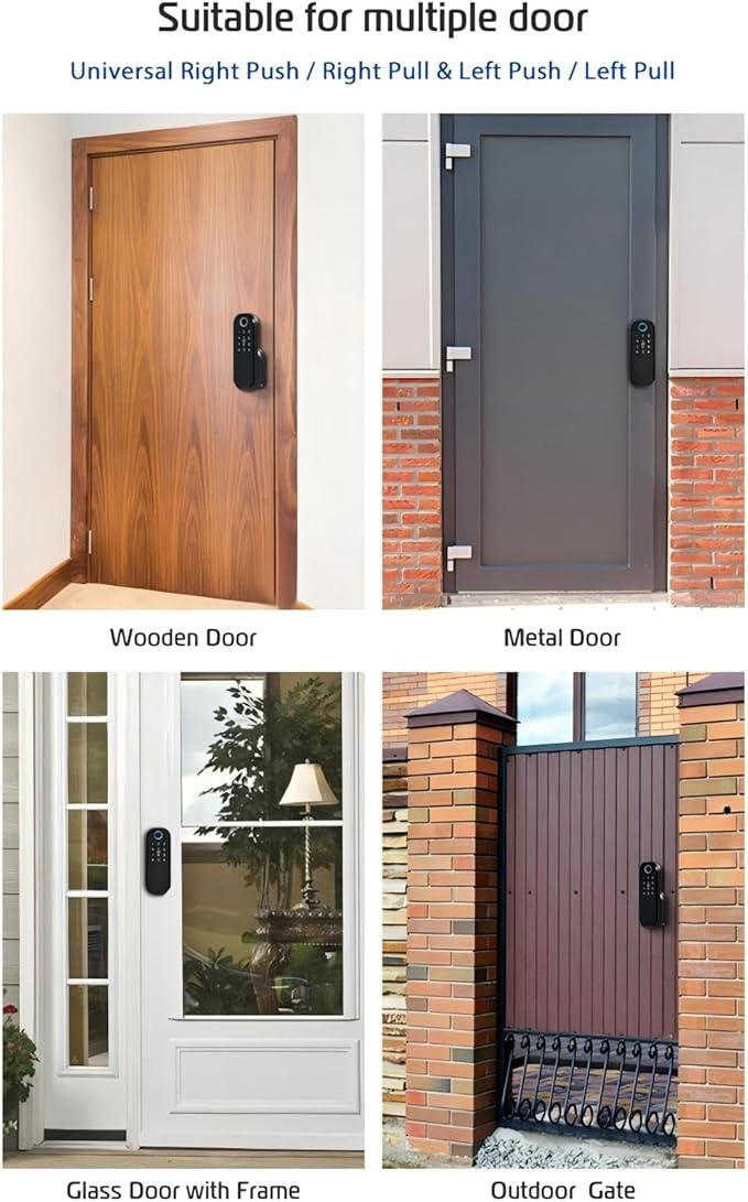 Smart Fingerprint Door Lock, IPX5 Weatherproof, Keyless Entry, TT Lock App Control