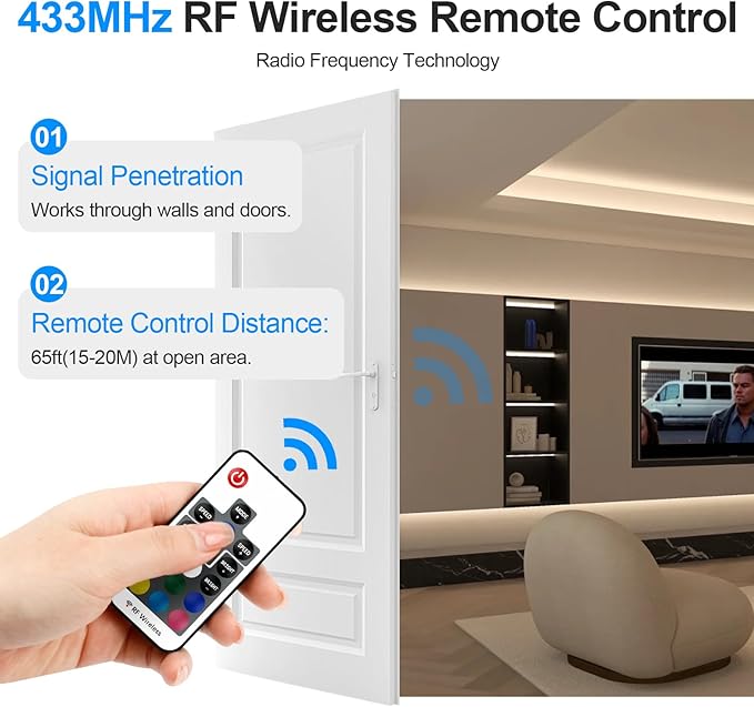 RGBZONE RF Wireless Remote LED Controller, DC 5V/12V/24V for 5050 3528 5630 LED Strip Lights, Mini 4-Pin RF LED Controller