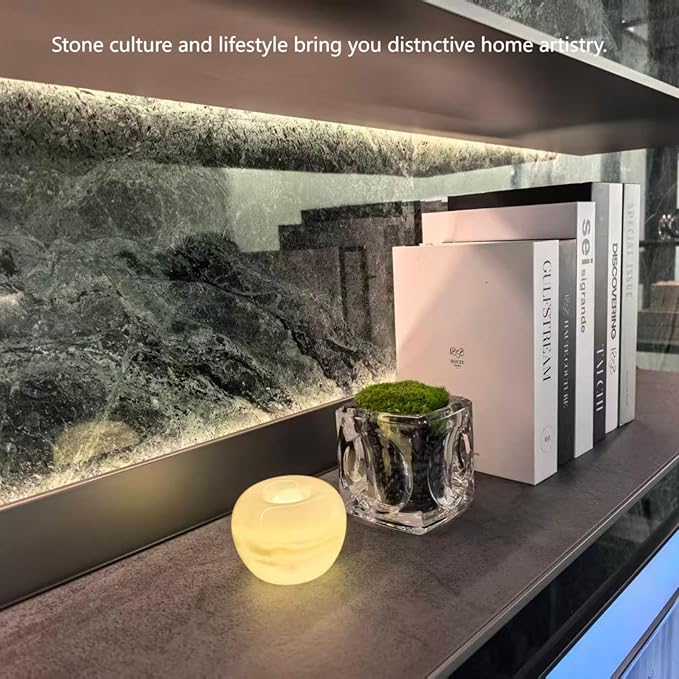 Marble Lamp Night Light Touch Bedside Table Lamp for Bedroom,Type-C Rechargeable Small Desk Bedside Small Lamps,Eye Caring Dimmable LED Ambient lamp (Apple（3.1 * 3.1 * 2.3in）)