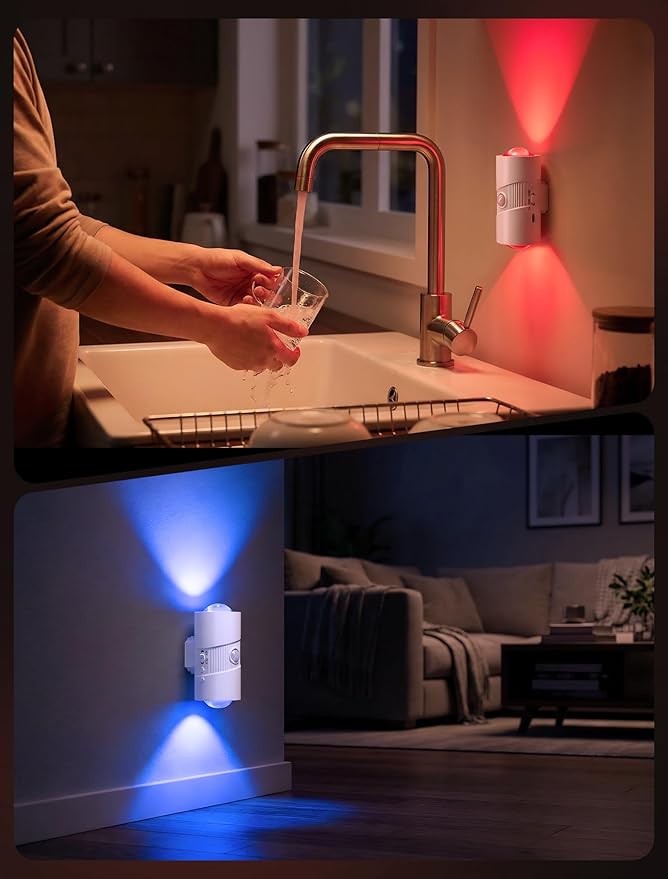 Rechargeable RGB Motion Sensor Night Light, Color Changing LED Night Light with Stick-on Magnet, 4-Level Adjustable Brightness, Nightlights for Bedroom, Bathroom, Hallway, Stairs, Closet, 2-Pack (1)