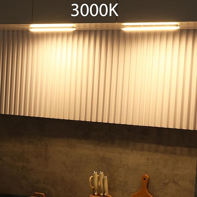 Litever Plug Under Cabinet Light Kit with Power Adapter, Dimmer, 2 pcs 12 Inch USB LED Light Bars. Dimmable Linkable for Kitchen Counter, Workbench, Coffee Station, Workspace, Closet. Warm White 3000K