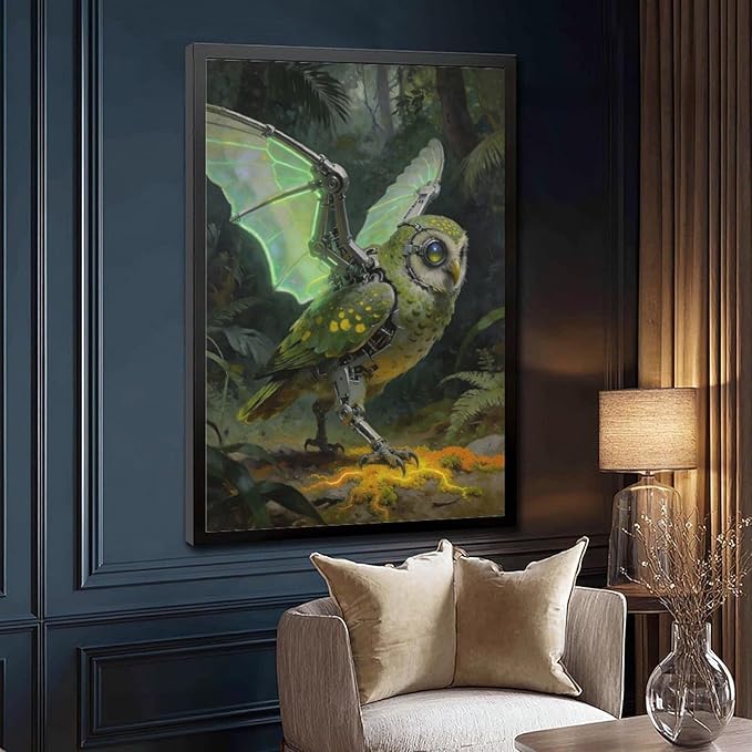 Framed Cyber Fantasy Wall Art for Living Room And Home Office Modern Sci Fi Nature Inspired Decor 20x30in