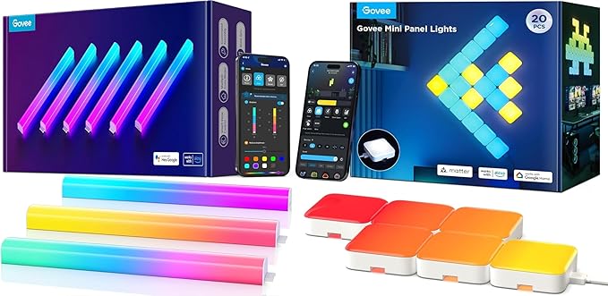 Govee RGBIC LED Lights, Wi-Fi Smart Home Creative Wall Lights with Music Sync, Compatible with Alexa Google Assistant for Indoor Gaming Decor