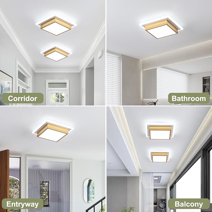 Modern LED Ceiling Light, Hallway Ceiling Light, 6000K Cold White Flush Mount Ceiling Lamp, Square Hallway Lighting Fixtures for Living Room Bedroom Bathroom Kitchen
