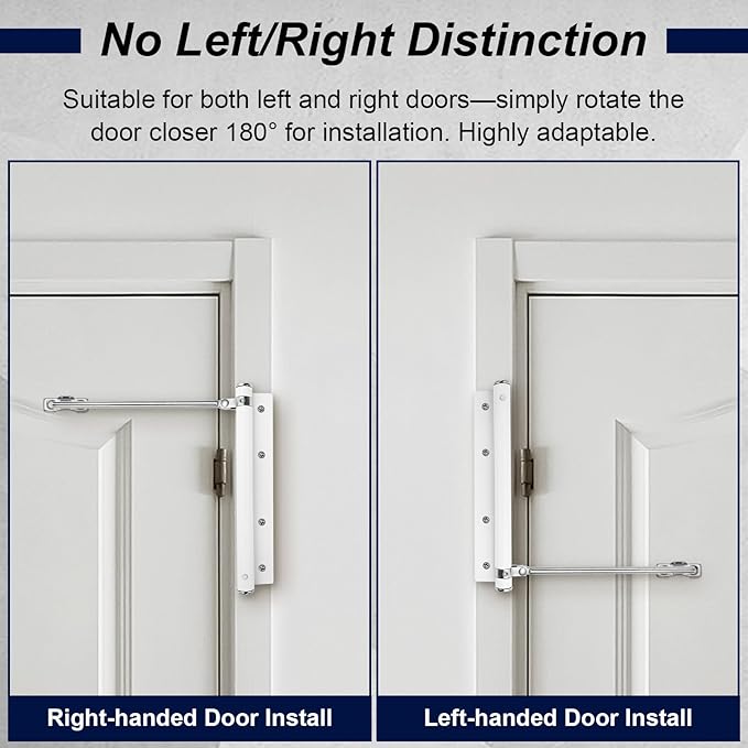 Automatic Door Closer Stainless Steel Soft Close Safety Spring Door Closer for Home Hotel with Screws, White