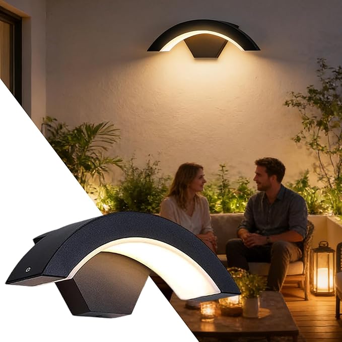 Outdoor Motion Sensor Light | 12W Walkway Wall Arch Sensor Lamp | Backyard Motion Lights | for Porch Garage Patio Garden Walkway Driveway Workshop