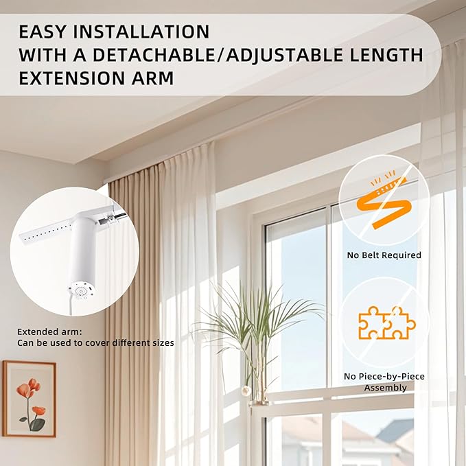 Electric Curtain Tracks | Matter over WiFi Electric Track, Smart Curtains Motorized Opener Curtains Rod with Remote Control - 189-213"