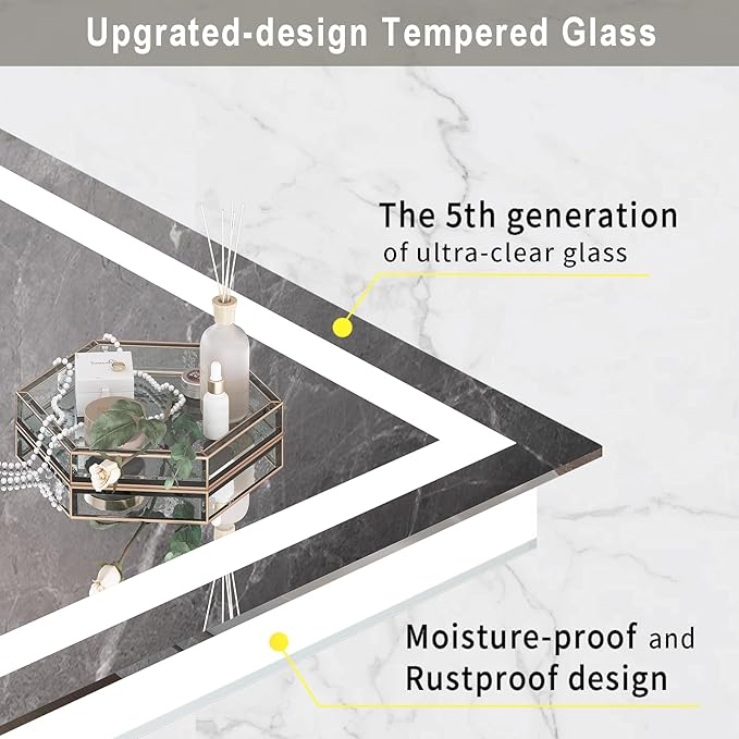 LED Mirror for Bathroom 60x30 Lighted Bathroom Vanity Mirrors with Lights, Brighter Frontlit and Backlit Anti-Fog Mirror, Tempered Glass, Dimmable 3 Colors Light Modes, Memory Function