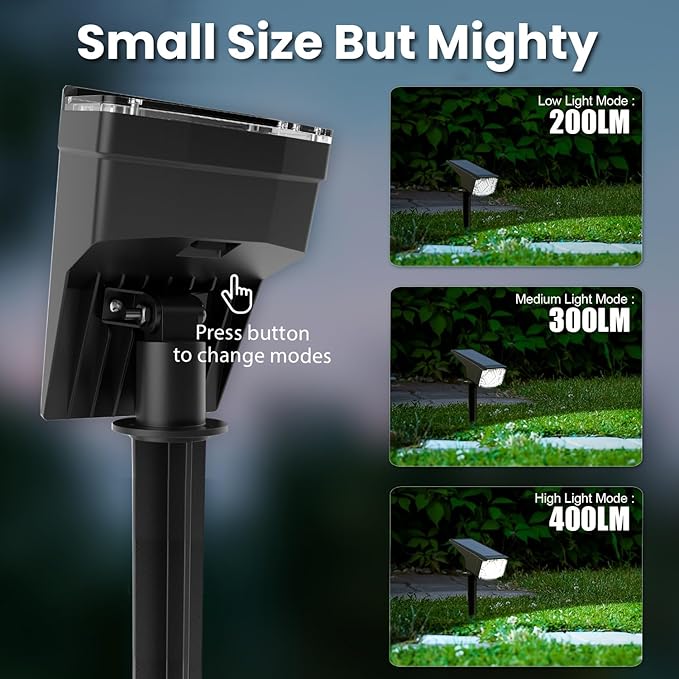 SOLPEX Solar Lights Outdoor Waterproof IP65, Landscape Spotlights Outdoor, Compact Design Spot Lights, Solar Powered Flood Lights for Garden Yard House Pathway Tree Outside, 10 Pack, Cool White