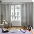 Graywind Rechargeable Smart Curtains Compatible with Alexa App Remote Control Motorized Drape for Sliding Door One-Way or Split Draw, Custom Width Up to 220" (Silver Grey)